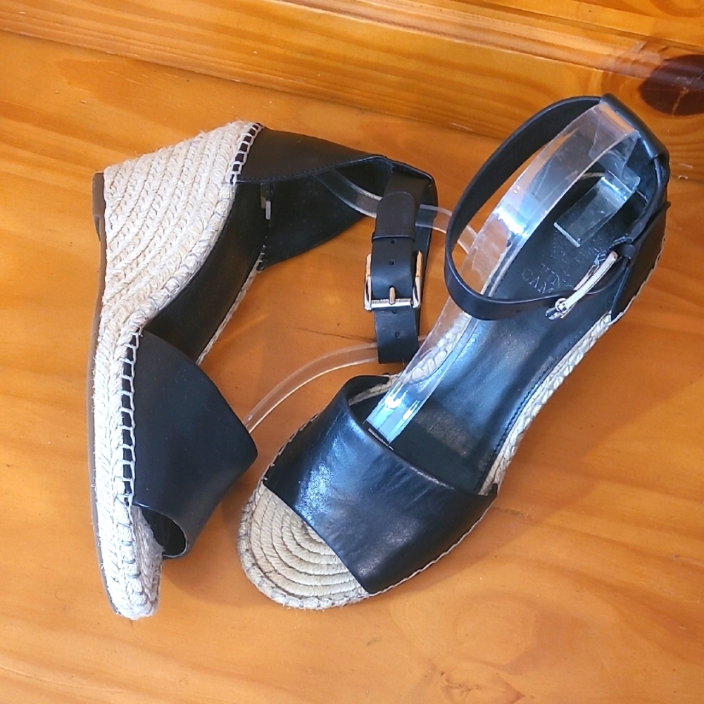 Vince Camuto Soft Leather Espadrille Wedge Sandals - Picture 2 of 11